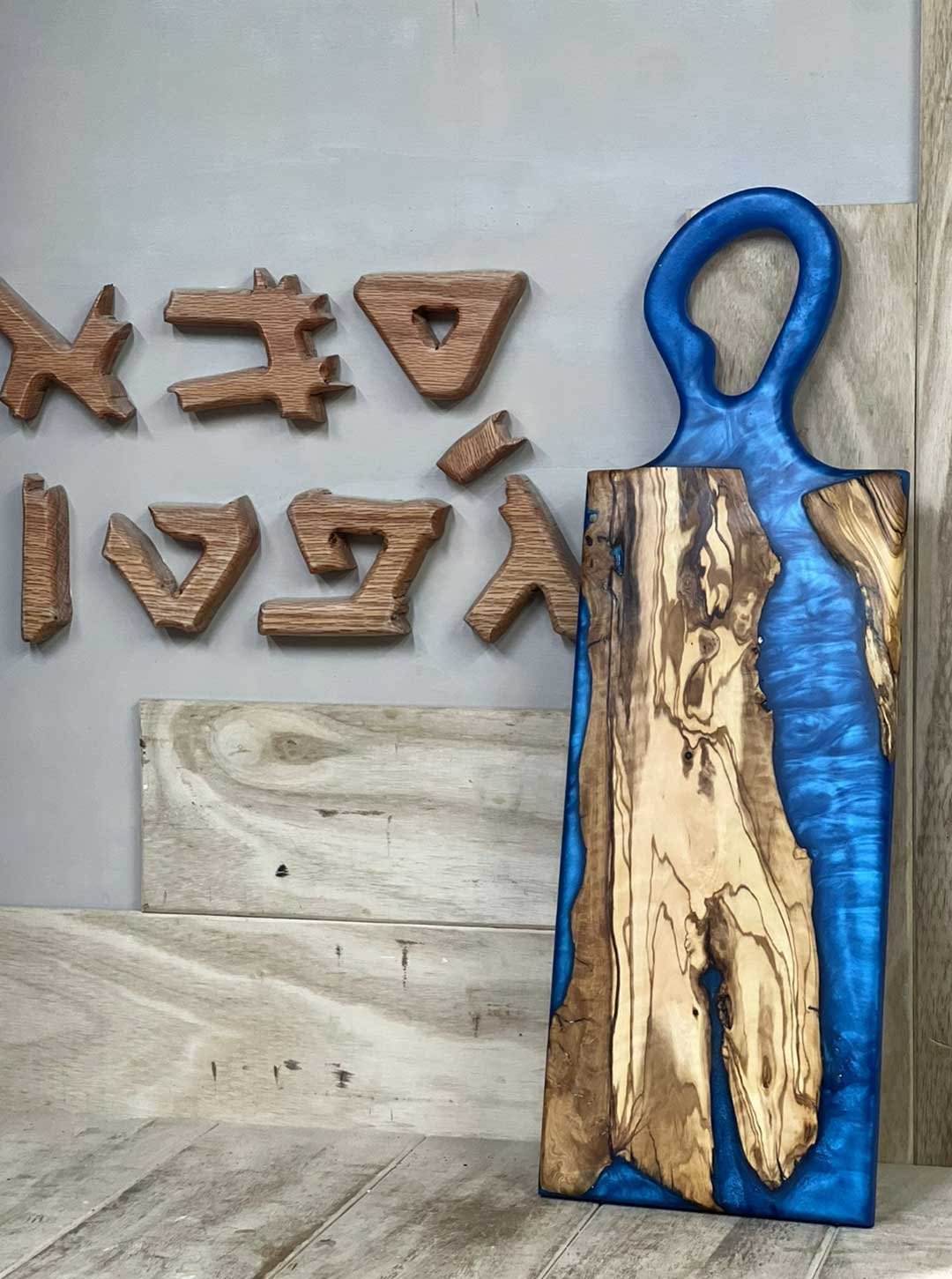 Handcrafted Wood & Resin Serving Board with Handle