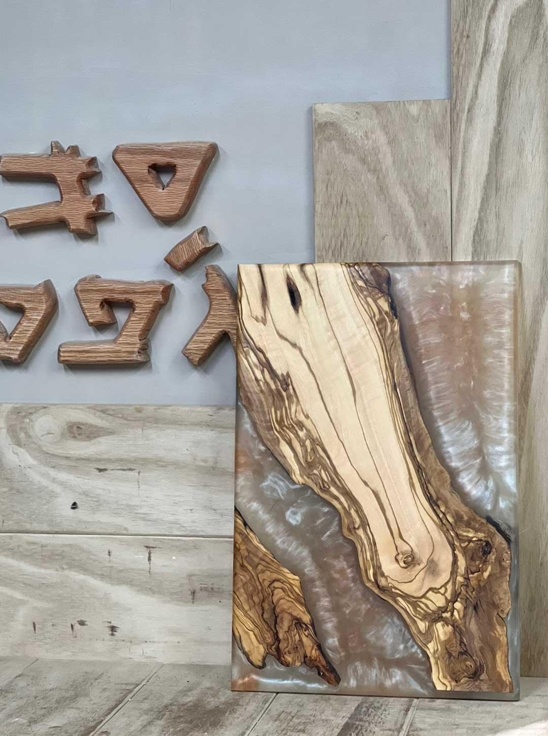 Handcrafted Wood & Resin Wall Art - Metallic Abstract
